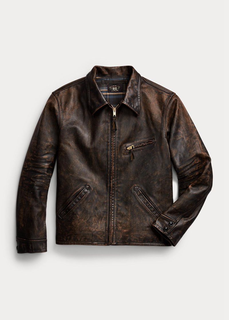 RRL ジャケット メンズ ブラウン レザー YDTXP9326